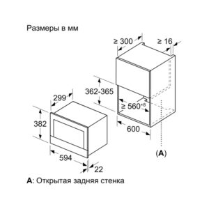 Микроволновая печь Neff C17GR00G0 Размеры