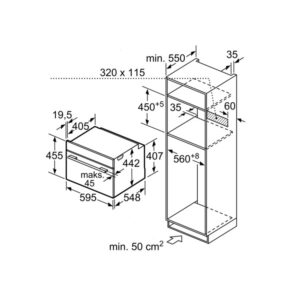 Духовой шкаф с СВЧ Bosch CMG633BS1 Размеры