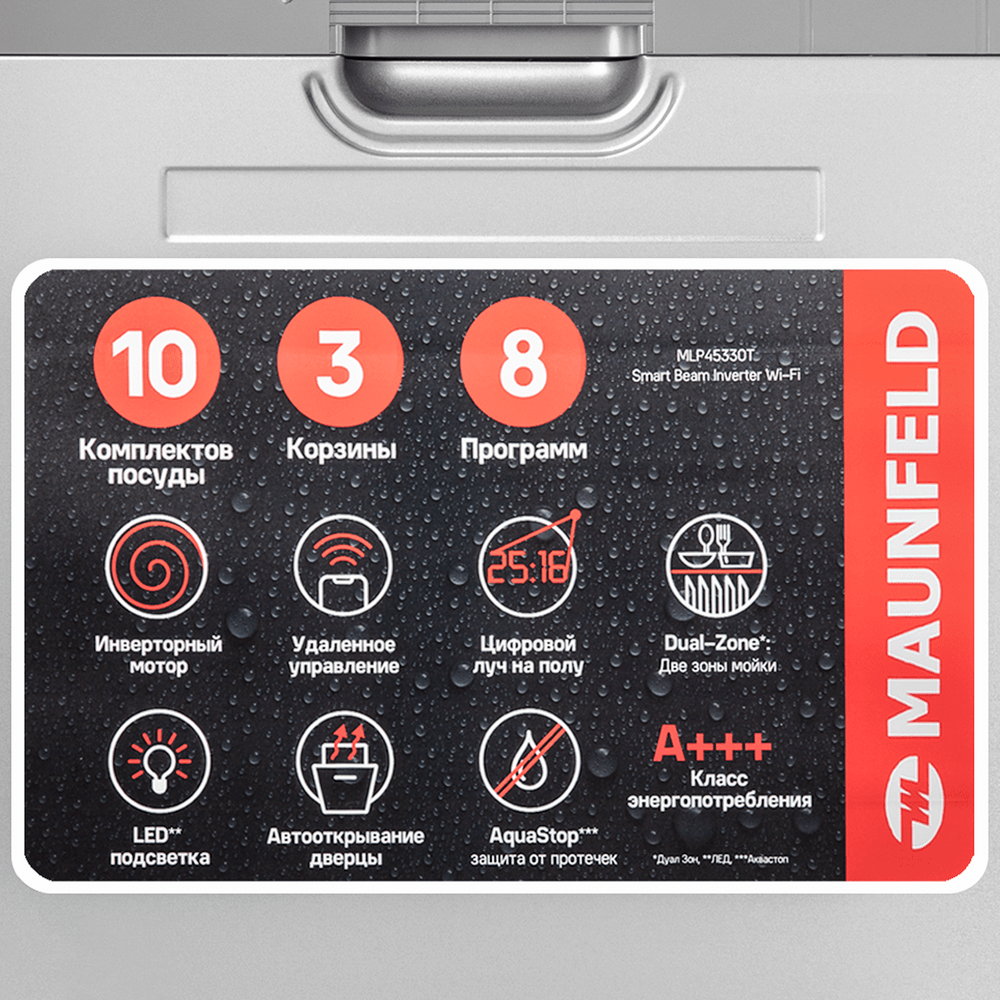 Встраиваемая посудомоечная машина Maunfeld MLP45330T Smart Beam Inverter Wi-Fi — изображение 10